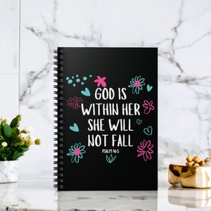 God Is Within Her Notebook Christian Notebook for Her Christian Bible Verse Journal Trendy Inspirational Gift Religious Spiritual Stationery