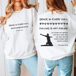 Felpa Grace In Every Fall Felpa Faith per lei Felpa Jesus Felpa Versetto della Bibbia Felpa Cristiana Religiosa Spirituale