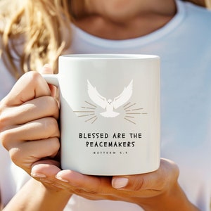 Vredesmok Op geloof gebaseerde keramische mok voor haar Bijbelvers christelijk koffiekopje Trendy inspirerend cadeau Religieus spiritueel drinkgerei Dove