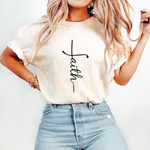Faith T-Shirt Christian T-Shirt for Her Trendy Christian Faith T-Shirt Inspirational Gift Religious Spiritual Clothing Church T-Shirt