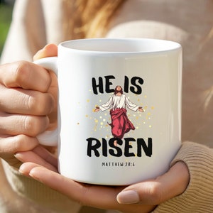 He Is Risen Mug Christian Mug for Her Trendy Faith Bible Verse Mug Religious Gift Jesus Mug Savior Coffee Tea Cup Spiritual Christian Mug