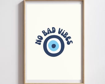 Evil Eye, Good Vibes Only Illustration, Nazar Wall Print