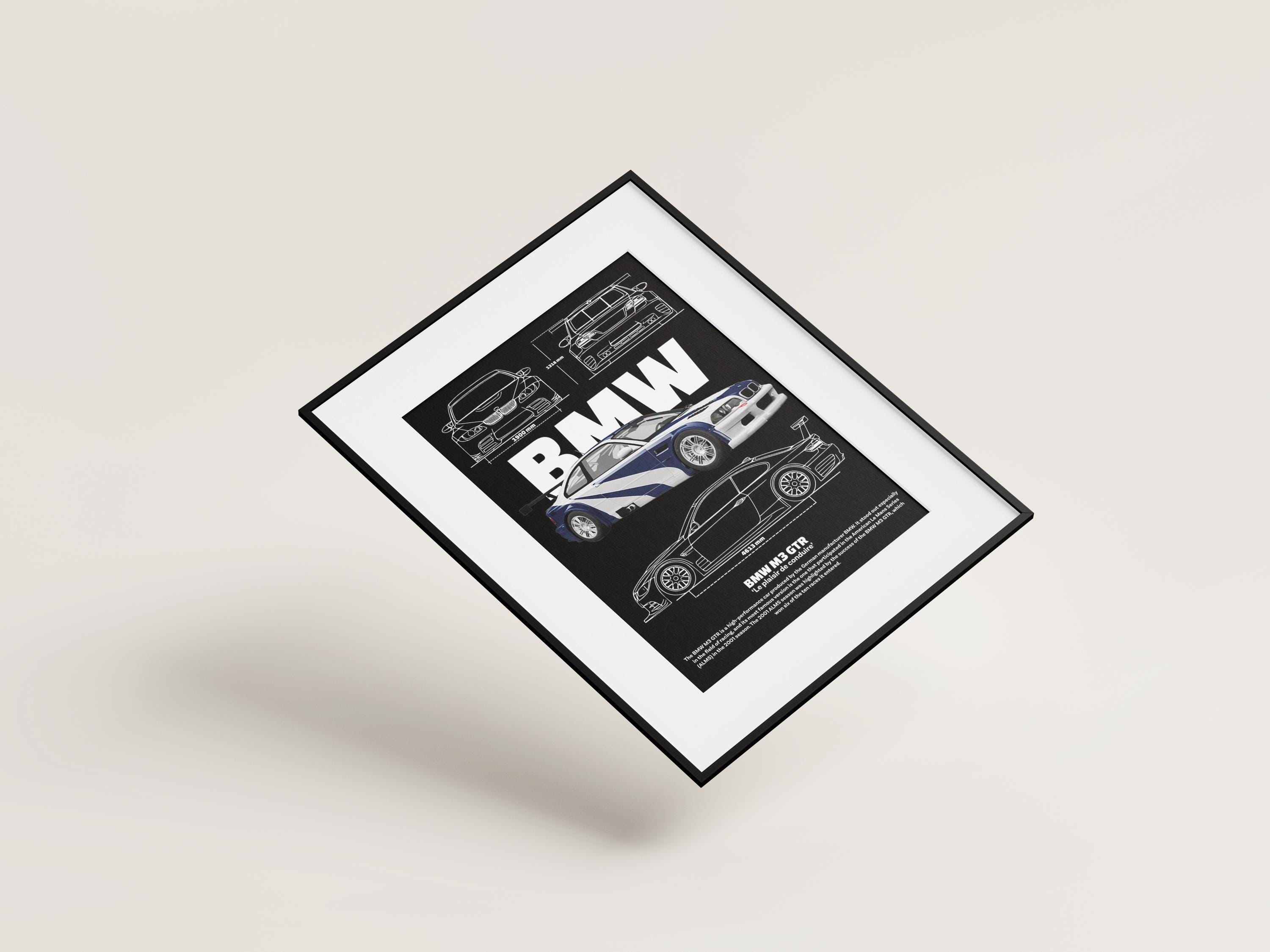 BMW M3 GTR Blueprint Poster, Dark Automotive Wall Art - Etsy