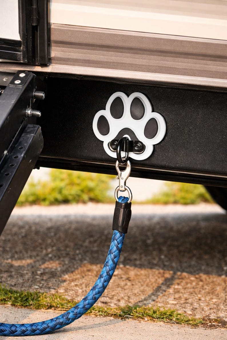 Dog Leash Hook for RV Camper -- Paw Print Hookup image 2