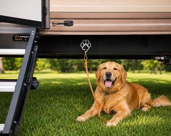 Dog Leash Hook for RV Camper -- Paw Print Hookup