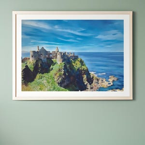 Dunluce Castle, County Antrim, Northern Ireland, paintings of castles, Irish castles, Irish landscapes, Irish seascapes, Giant&#39;s Causeway