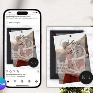Save the Date Digital Invitation Custom Wedding Save the Date Announcement Editable Modern Elegant DIY Design Customizable Template Download