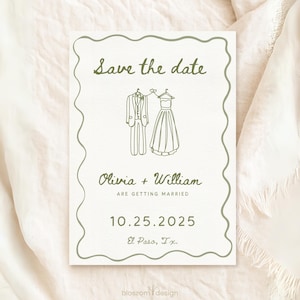 Save the Date Evite, Electronic Wedding Invitation, Save Date Digital Invitation, Greenery & Gold, Save the Date Digital Template