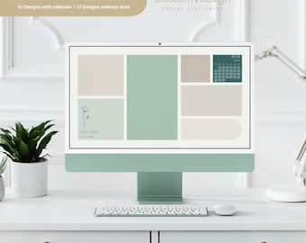 2026 Desktop Organizer Wallpaper For Business, Weekly Schedule Planner, Monthly Calendar, Folder Icon, Digital Sticky Notes, Mac & Windows