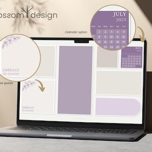 Desktop Organizer Wildflowers ThemedWallpaper 2024 - 2025 With Folder Icons Organizer Wallpaper Monthly Desktop Calendar For Mac & Windows