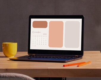 2026 Desktop Organizer Wallpaper For Business, Weekly Schedule Planner, Monthly Calendar, Folder Icon, Digital Sticky Notes, Mac & Windows