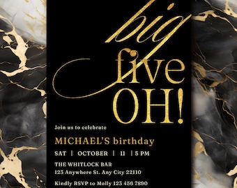 50th Birthday Party Invite Template Modern 50th Invite for Men Minimalist 50Th Birthday Invite for Him Elegant 50th Birthday Invitation