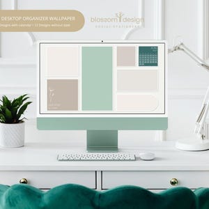 Desktop Organizer Wildflowers ThemedWallpaper 2024 - 2025 With Folder Icons Organizer Wallpaper Monthly Desktop Calendar For Mac & Windows