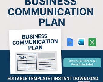 PMProjex Business Communication Plan Template | Word, Google Docs & Excel | AI-Enhanced Strategic Framework