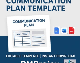 Communication Plan Template | Project Management Document | Editable in Word, PDF & Google sheet | PMProjex