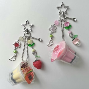 Matching Pudding Keychain: Y2K Beaded Bag Charm, Heisei Retro Accessory