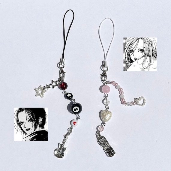 Nana Anime Keychain Set: Y2K Beaded Phone Charm, Purse Accessory