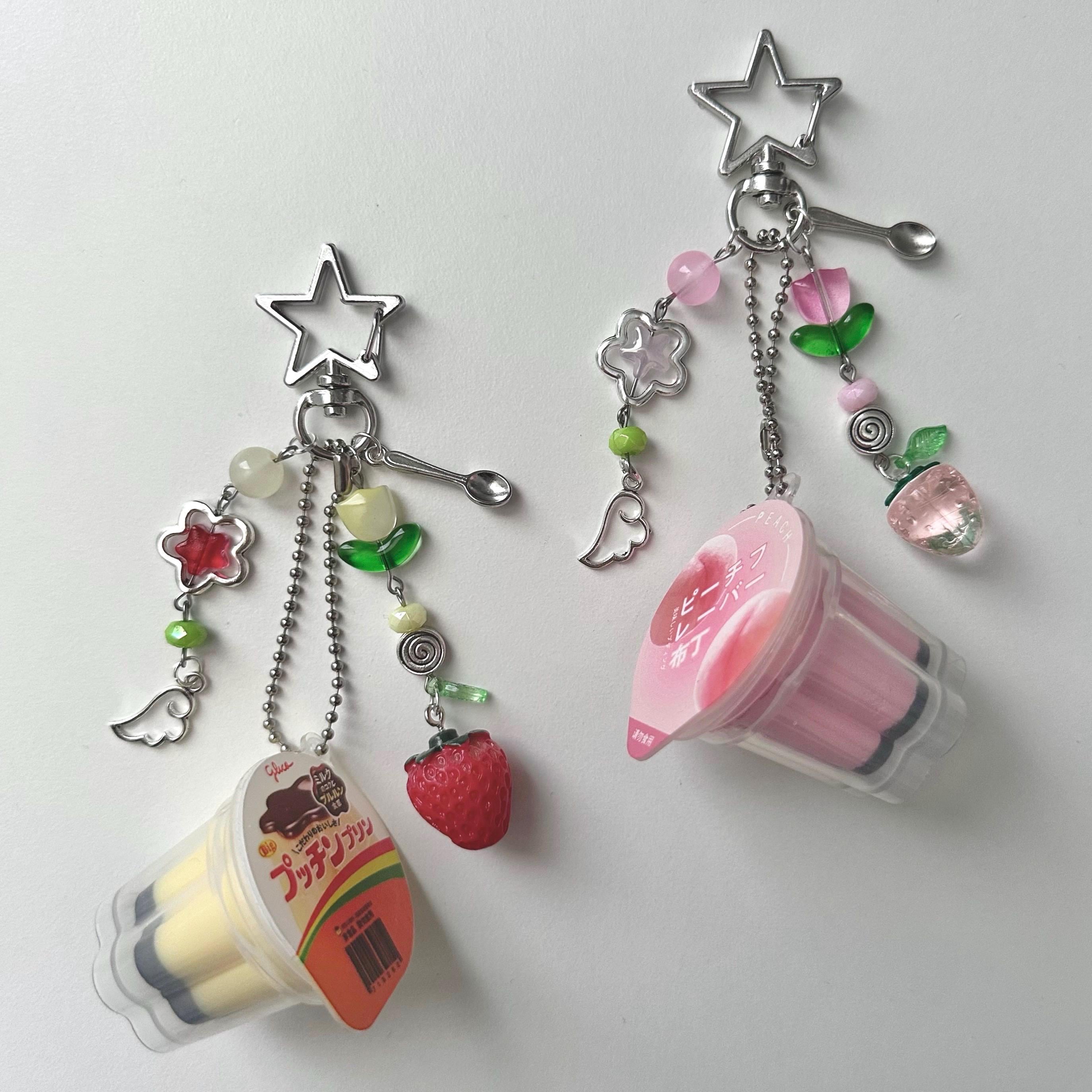 beads♡key chain Matching Pudding Keychain: Y2K Beaded Bag Charm, Heisei