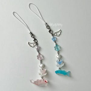 Whale Shark Resin Phone Charm, Cute Ocean Marine Animal Keychain, Pink Blue Accessory, Y2K Aesthetic Beaded Straps, Purse Bag Gifts for Her