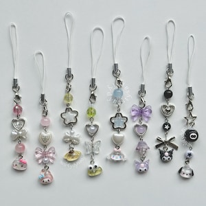 Adornos para teléfono de Sanrio, llaveros kawaii Y2K a juego, adorno para bolso de estética japonesa, My Melody, Kuromi, Hello Kitty, Cinnamoroll, ideas para regalos
