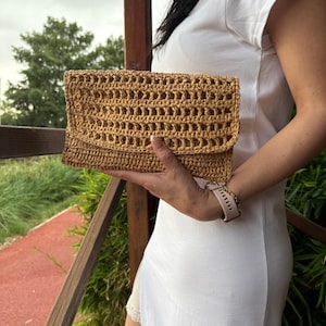 Summer Clutch Bag - Straw Clutches -  Mesh Straw Clutch Bag - Beach Clutch - Straw Handbag - Summer Clutch Purse - Raffia Pouch Bag