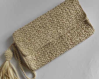 Summer Clutch Bag, Straw Clutches, Crochet Clutch Bag, Beach Clutch, Raffia Crochet Bag, Summer Raffia  Clutch Purse, Unique Gifts for Mum