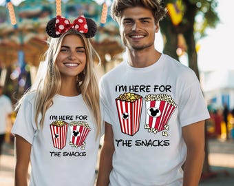 I'm Here for the Snacks Shirt, Funny Disney Popcorn Tee, Foodie Disney Shirt, Mickey Themed Shirt, Disney Snack Lover Tee,Disney Popcorn Tee