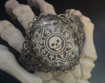 Skull Mandala Victorian Cuff Bracelet