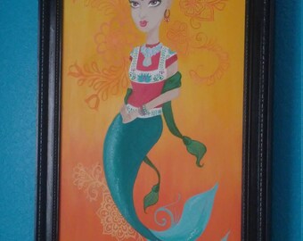 La Sirena Del Cielo "The Mermaid Of Heaven" Acylic on Canvas