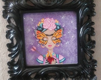Wings To Fly acrylic on art board Frida Kahlo original painting by Kindra Pizarro 2018
