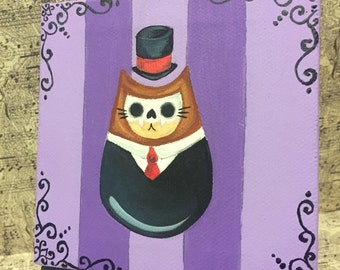 Lord Kittybean miniature acrylic painting