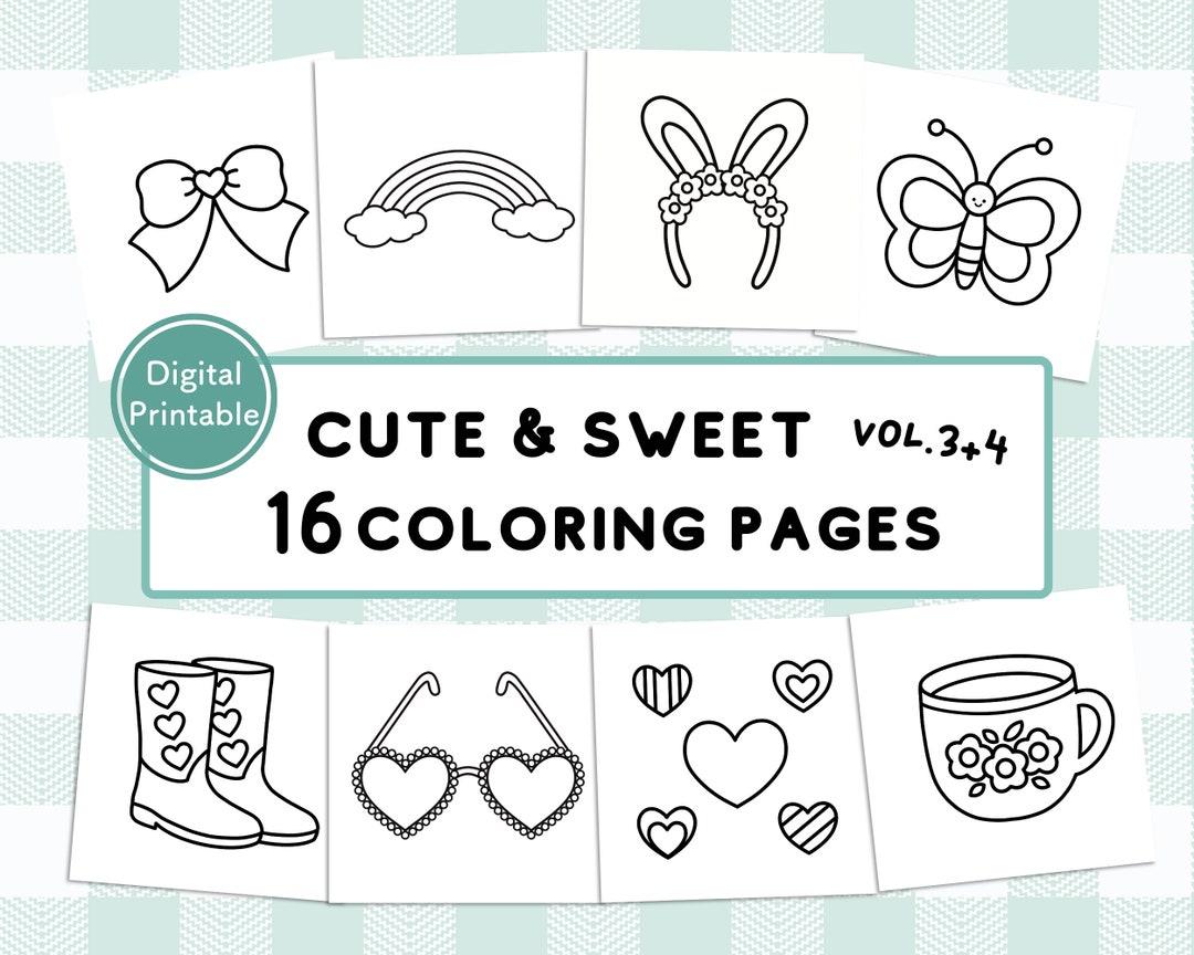 Cute & Sweet 16 Coloring Pages Vol.34 Bundle - Etsy