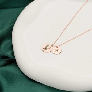 Colar de animal com disco duplo de ouro 14K, colar com impressão de foto de animal de estimação, presentes de Natal para amantes de animais de estimação, presente para donos de gatos, presente para donos de cães