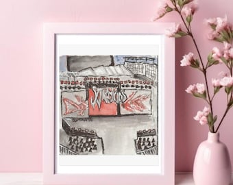stary kids dominate stage watercolor Fine Art print