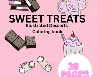 Sweet treats illustrated dessert coloring book instant digital download