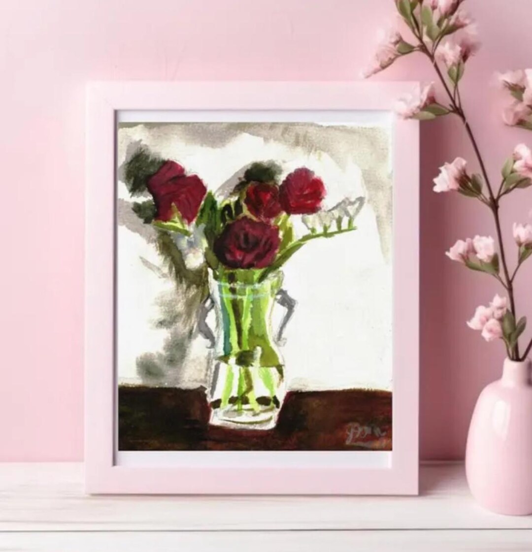Rose Bouquet Watercolor Digital Art Print Download - Etsy