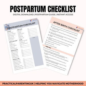 Printable Postpartum Planner & Checklist Workbook (Digital Download)