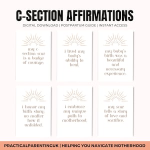 Positive C-Section Affirmation Cards: Hypnobirthing Mental Health (Printable)