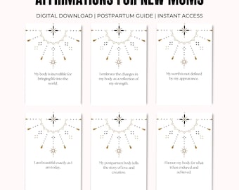Tarjetas de Afirmaciones Posparto: Autocuidado para Mamás Primerizas (Imprimibles)