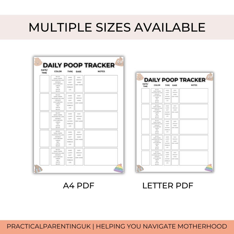 Baby Poop Tracker Printable Sheets/bowel Movement Journal Planner/ibs ...