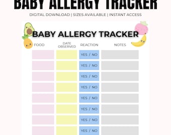 Registro de alergias alimentarias para bebés: Registro de primeros alimentos, Alimentación Dirigida por el Bebé (Descargar PDF)