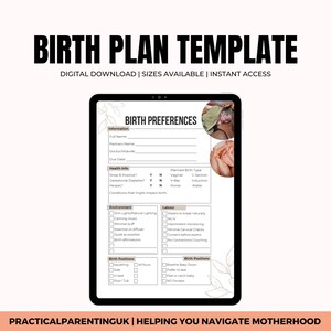 Sjabloon minimalistisch geboorteplan: ziekenhuis- of thuisbevalling (bewerkbare pdf)