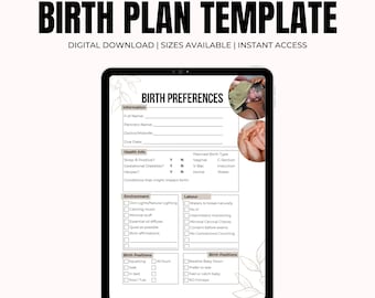 Plantilla de plan de parto minimalista: parto en el hospital o en casa (PDF editable)