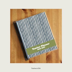 26-27 Custom, Personalized Striped Teacher Planner (Physical Item)