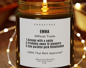 Vela perfumada personalizada "Badass" / Regalo divertido para ella