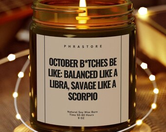 October Birthday Candle, Libra & Scorpio Zodiac Gift