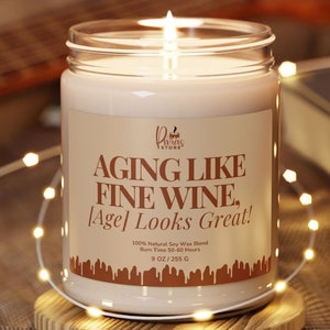 Personalisierte Geburtstagskerze - Altern wie guter Wein, humorvolles Geschenk