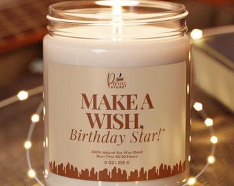 Vela de cumpleaños personalizada: vela de cera de soja "Pide un deseo"