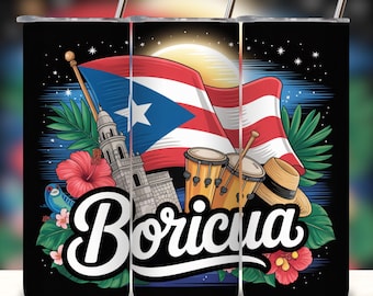 Puerto Rico Flag Tumbler Wrap, Soy Boricua Design (Digital Download)