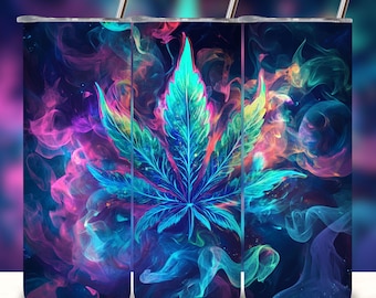 Envoltorio para vaso con forma de hoja de marihuana - Vaso delgado de 20 oz con diseño recto y sublimación - Envoltorio para vaso con forma de hoja de marihuana - Descarga digital.